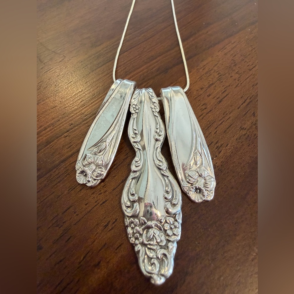 Silverware Floral Pendant Necklace